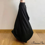Women's High Waist Layered Ruffle Maxi Cake Elegant Party Wedding Guest Y2K Solid Vintage Black A Line Skirt