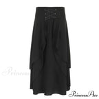 Women's High Waist Layered Ruffle Maxi Cake Elegant Party Wedding Guest Y2K Solid Vintage Black A Line Skirt