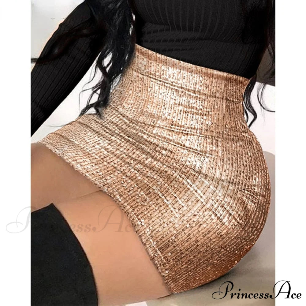 Women's High Waist Sequin Mini Skirt