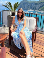 Women's Holiday Party Dresses Sexy V Neck Backless Floral Ruffle Christmas Party Dress