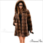 Women's Mink Hooded Lengthy Coat