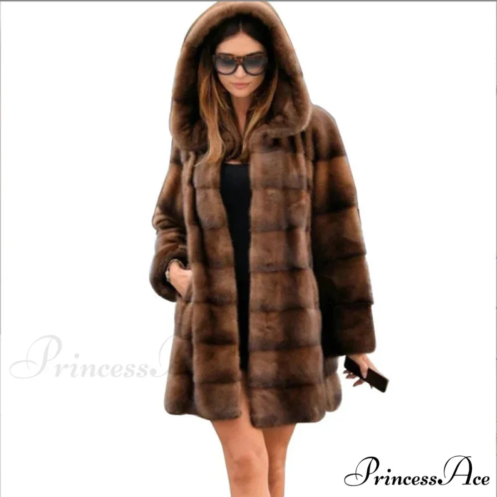 Women's Mink Hooded Lengthy Coat