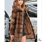Women's Mink Hooded Lengthy Coat