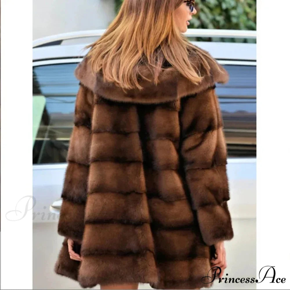 Women's Mink Hooded Lengthy Coat
