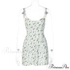 Women's Short Breasted SlimLarge Backless Sleeveless Sun Vacation Floral Dress