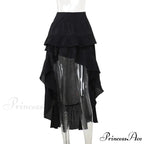Women's SteamRetro Gothic Pleated Asymmetric Hi-Low Lace Party Irregular Victorian High-Low Skirt
