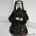 Women's Style Mesh Stitched Plaid Warm High-waisted Fluffy Daily Thick Personality Mini Skirt