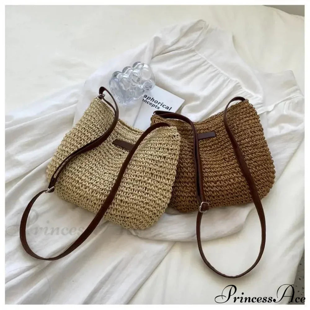 Women's Summer Straw Crossbody Shoulder Purse