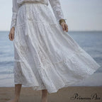 Women's Warm Weather Cotton Complete Lace Midi Skirt A-line Boho Getaway