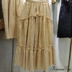 Women's Warm Weather Cotton Complete Lace Midi Skirt A-line Boho Getaway