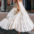 Women's Warm Weather Cotton Complete Lace Midi Skirt A-line Boho Getaway