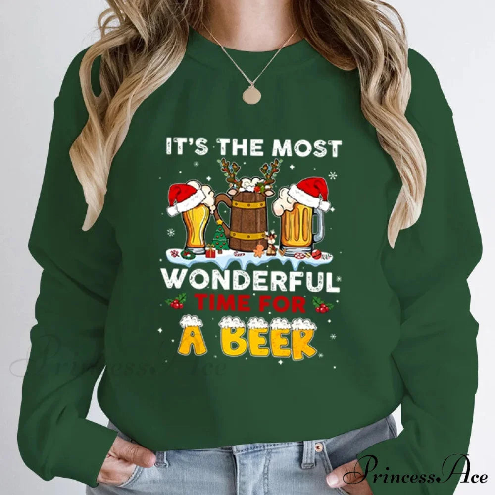 Wonderful Time Beer Autumn Winter Casual Hoodless Pullover Christmas Hoodie