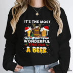 Wonderful Time Beer Autumn Winter Casual Hoodless Pullover Christmas Hoodie
