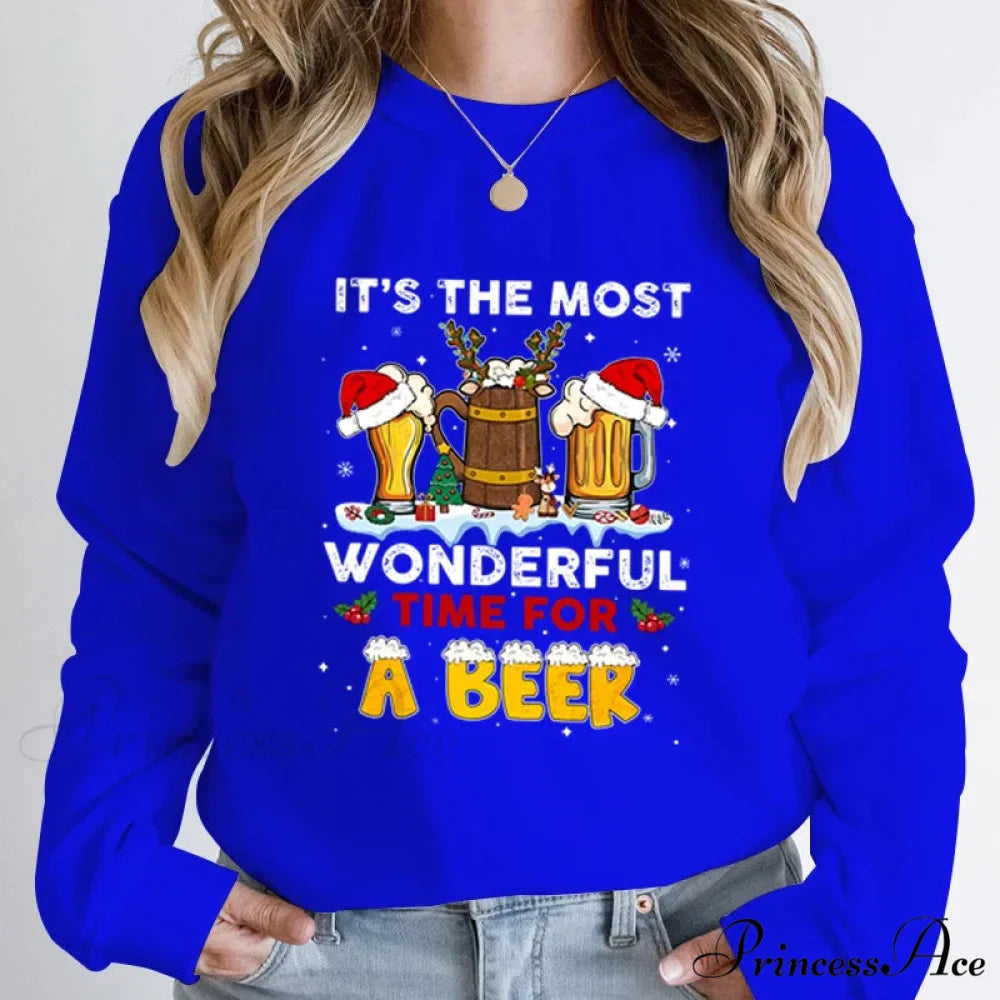 Wonderful Time Beer Autumn Winter Casual Hoodless Pullover Christmas Hoodie