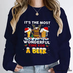 Wonderful Time Beer Autumn Winter Casual Hoodless Pullover Christmas Hoodie
