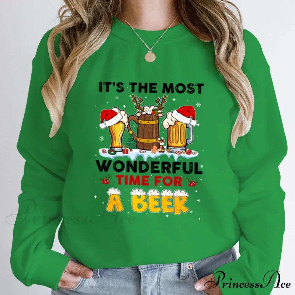 Wonderful Time Beer Autumn Winter Casual Hoodless Pullover Christmas Hoodie