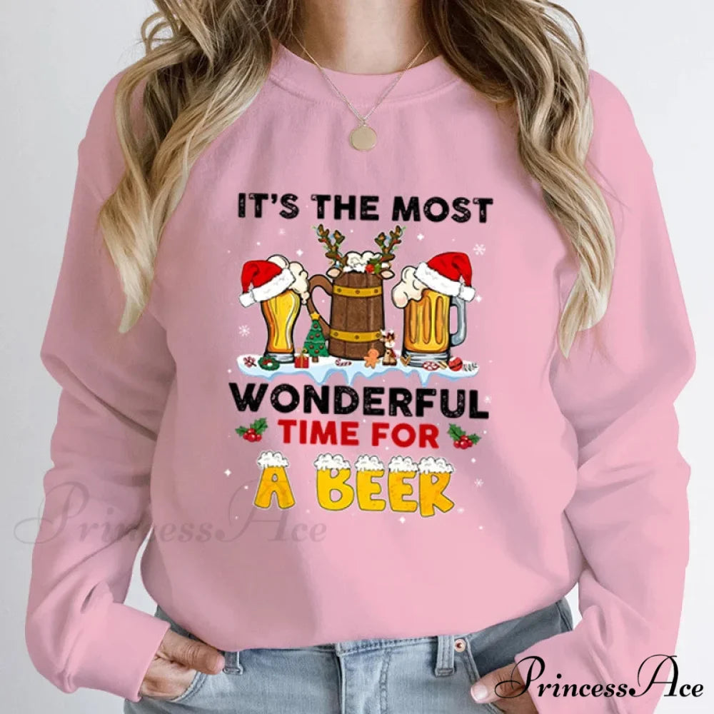 Wonderful Time Beer Autumn Winter Casual Hoodless Pullover Christmas Hoodie
