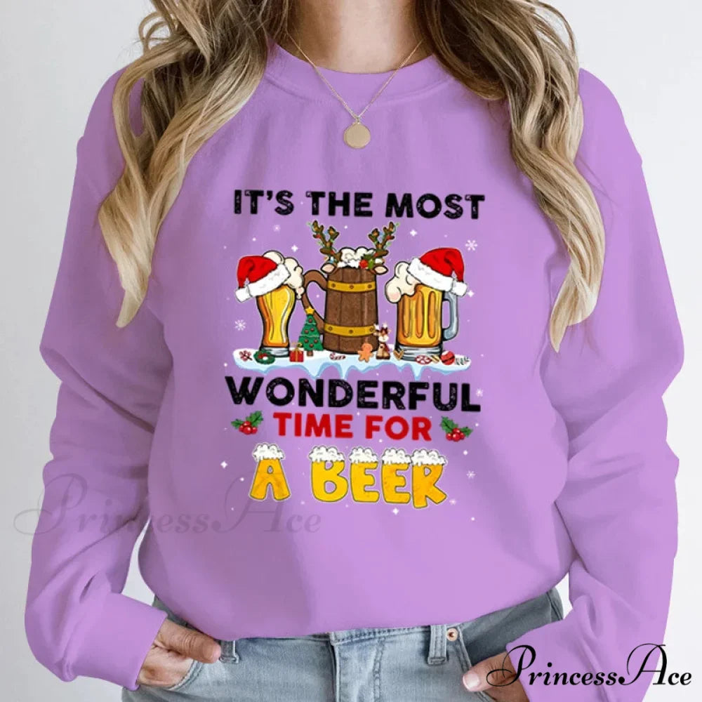 Wonderful Time Beer Autumn Winter Casual Hoodless Pullover Christmas Hoodie