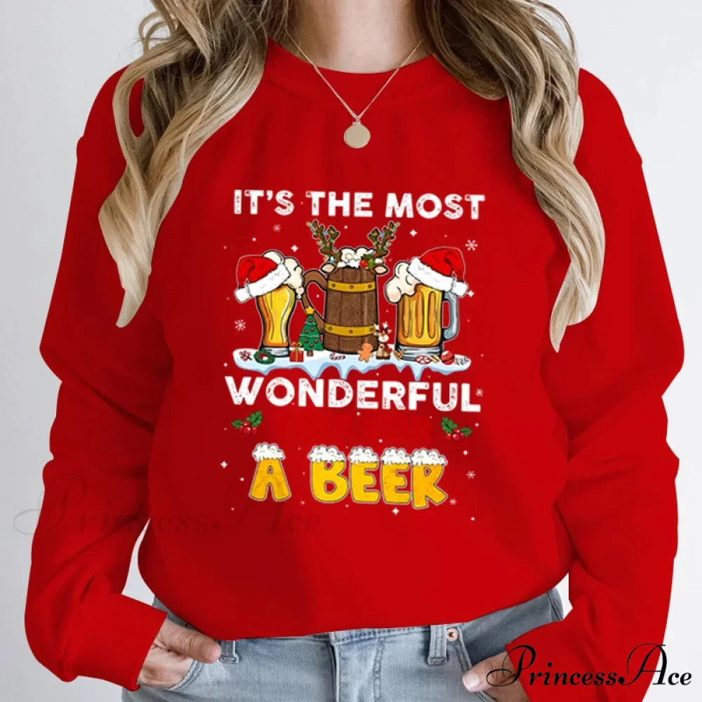 Wonderful Time Beer Autumn Winter Casual Hoodless Pullover Christmas Hoodie