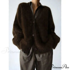 Wool Baggy V-neck Extended Sleeve Cardigan