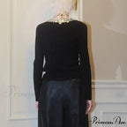 Wool Blend Colorful Sequin V-neck Cardigan