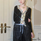 Wool Blend Colorful Sequin V-neck Cardigan