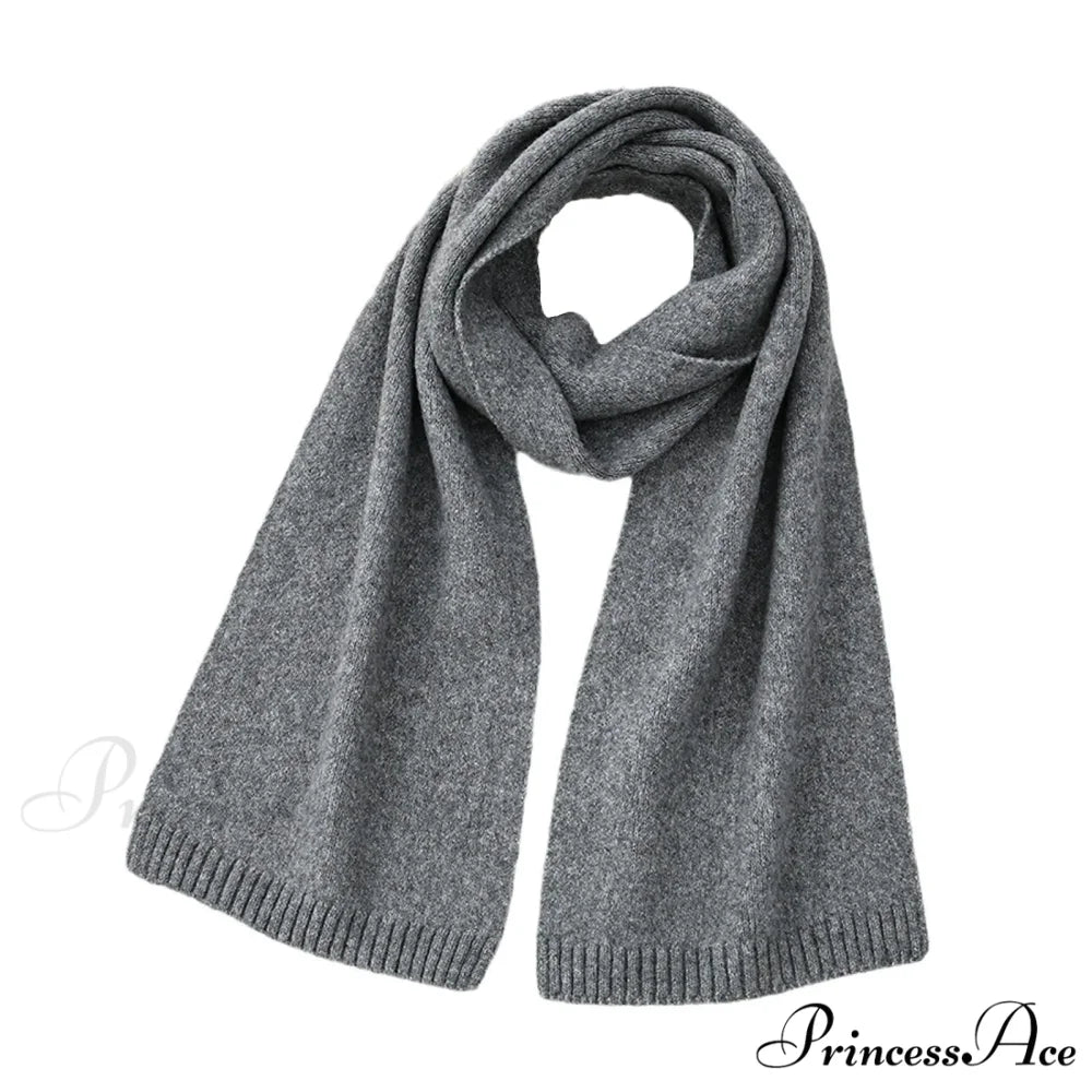 Wool Blend Solid Knitted Minimalist Imitation Cashmere Scarf