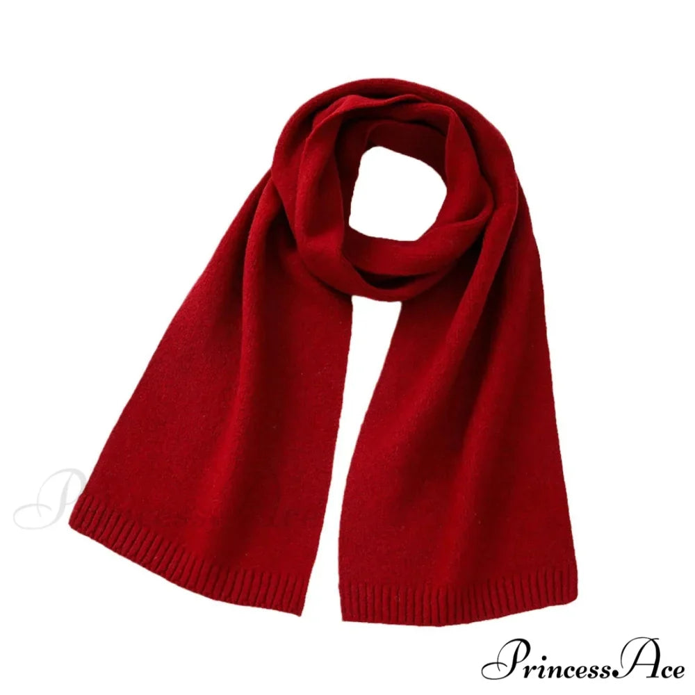 Wool Blend Solid Knitted Minimalist Imitation Cashmere Scarf