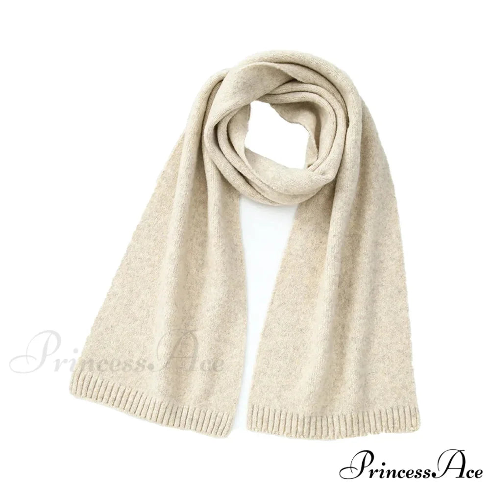 Wool Blend Solid Knitted Minimalist Imitation Cashmere Scarf