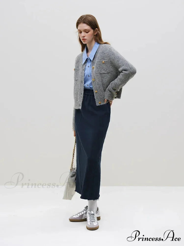 Wool Button Short Knitted Cardigan