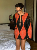 Wool Contrast Pocket Baggy Cardigan