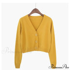 Wool Solid Girl Crop Top Cardigan