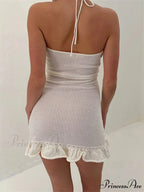 Woven Blossom Frilled Mini Dress