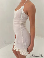 Woven Blossom Frilled Mini Dress