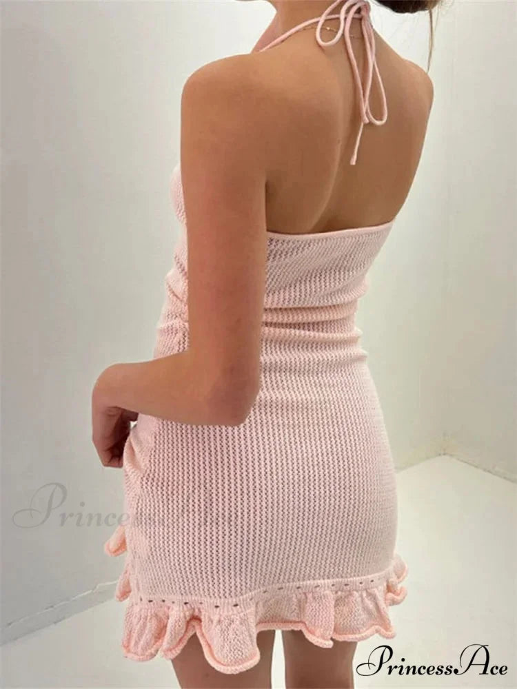 Woven Blossom Frilled Mini Dress