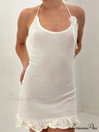 Woven Blossom Frilled Mini Dress