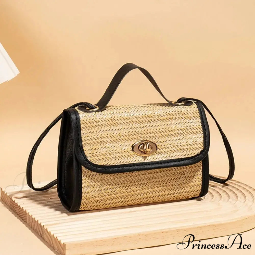 Woven Courier Straw Travel Tote Purse