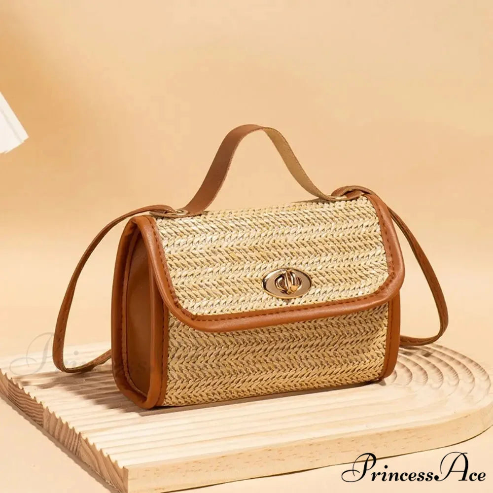 Woven Courier Straw Travel Tote Purse