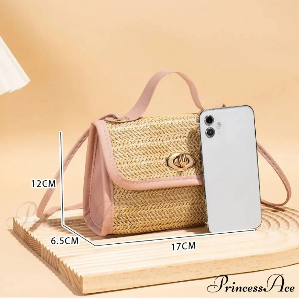 Woven Courier Straw Travel Tote Purse