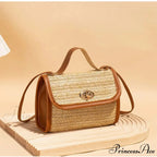 Woven Courier Straw Travel Tote Purse