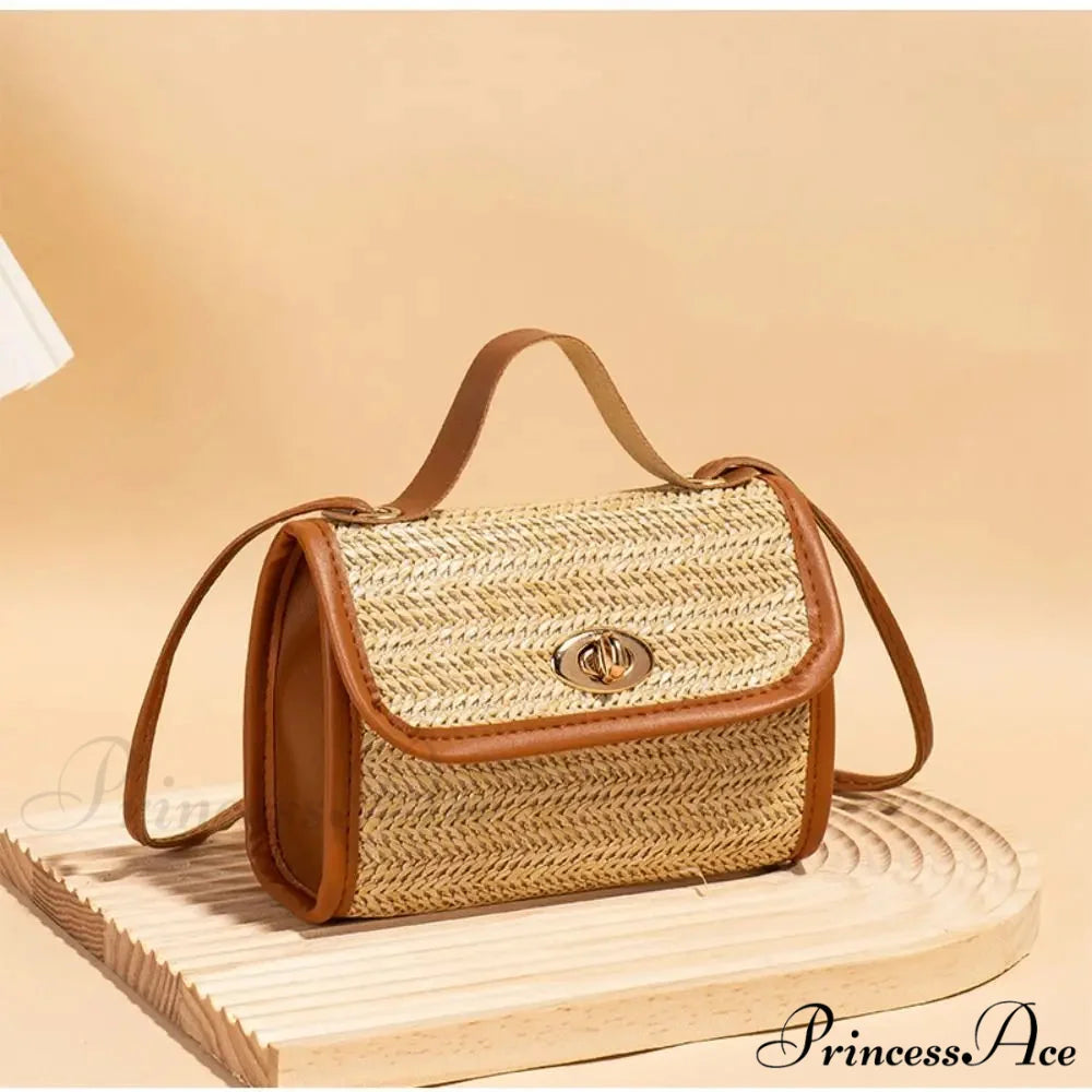 Woven Courier Straw Travel Tote Purse