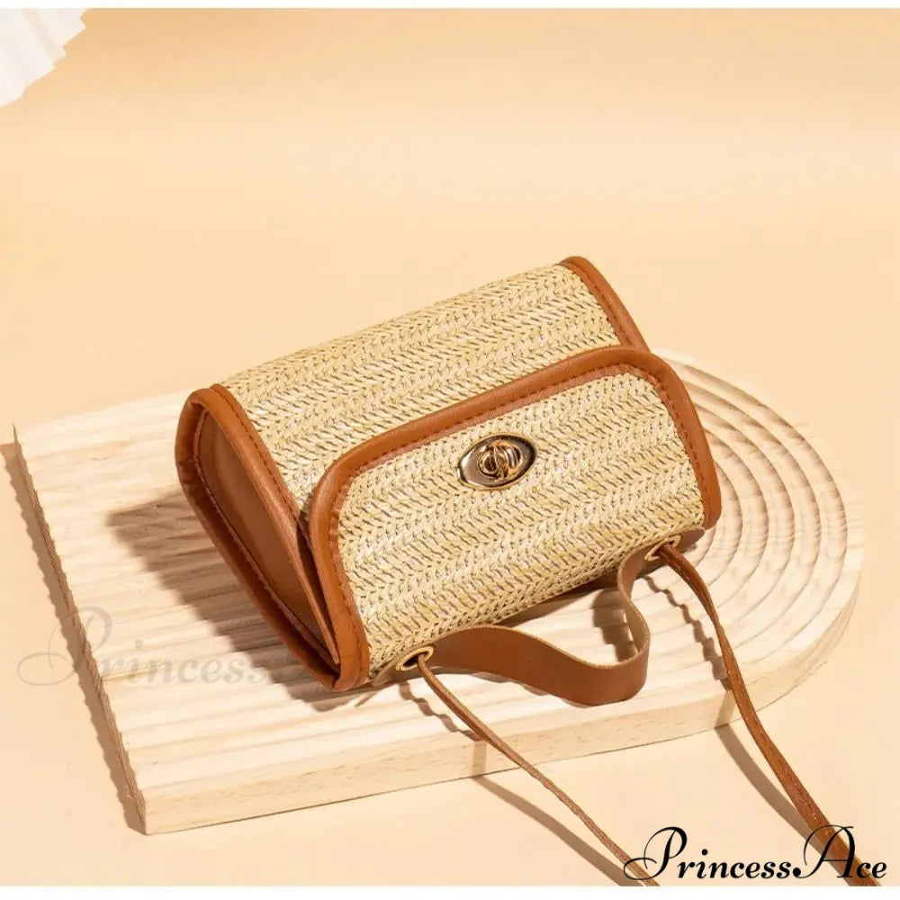 Woven Courier Straw Travel Tote Purse