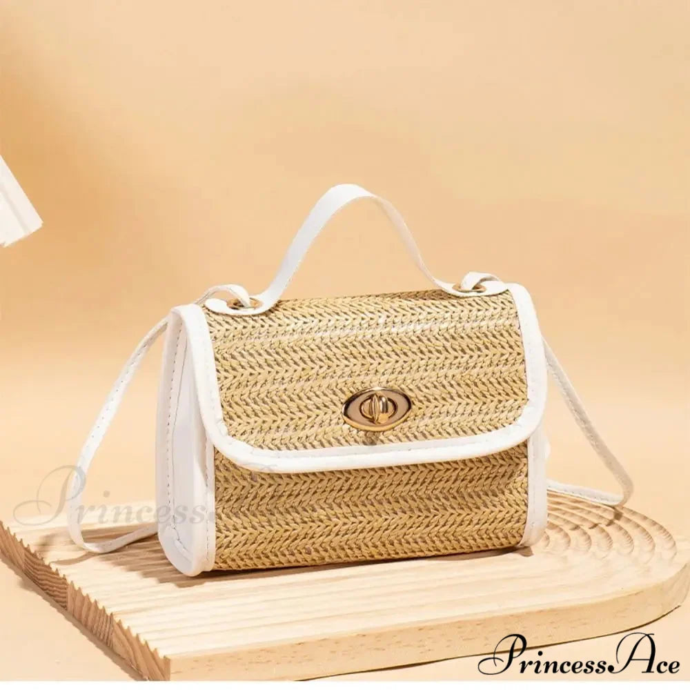 Woven Courier Straw Travel Tote Purse