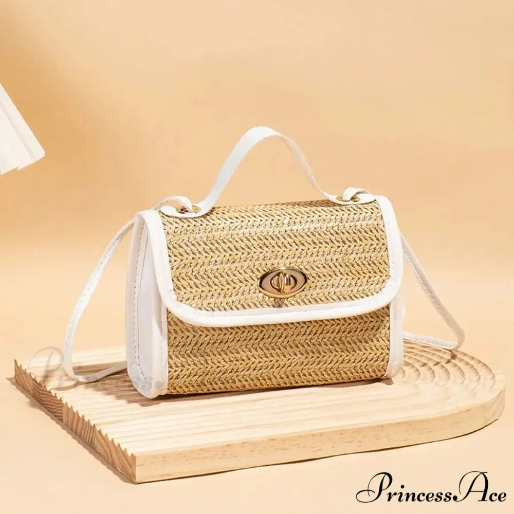 Woven Courier Straw Travel Tote Purse