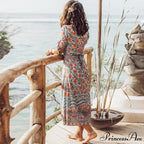 Wrap Golden Floral Bohemian Dress