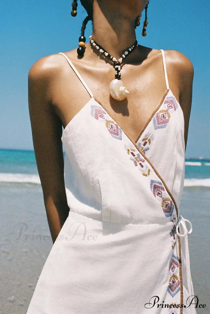 Wrap Tassel Hem Charming V-neck Slip Mini Dress