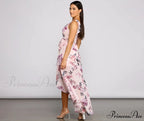 Wrapped In Romance Charming Floral Chiffon Maxi Dress