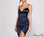 Wrapped In Sleek Charming Satin Mini Dress