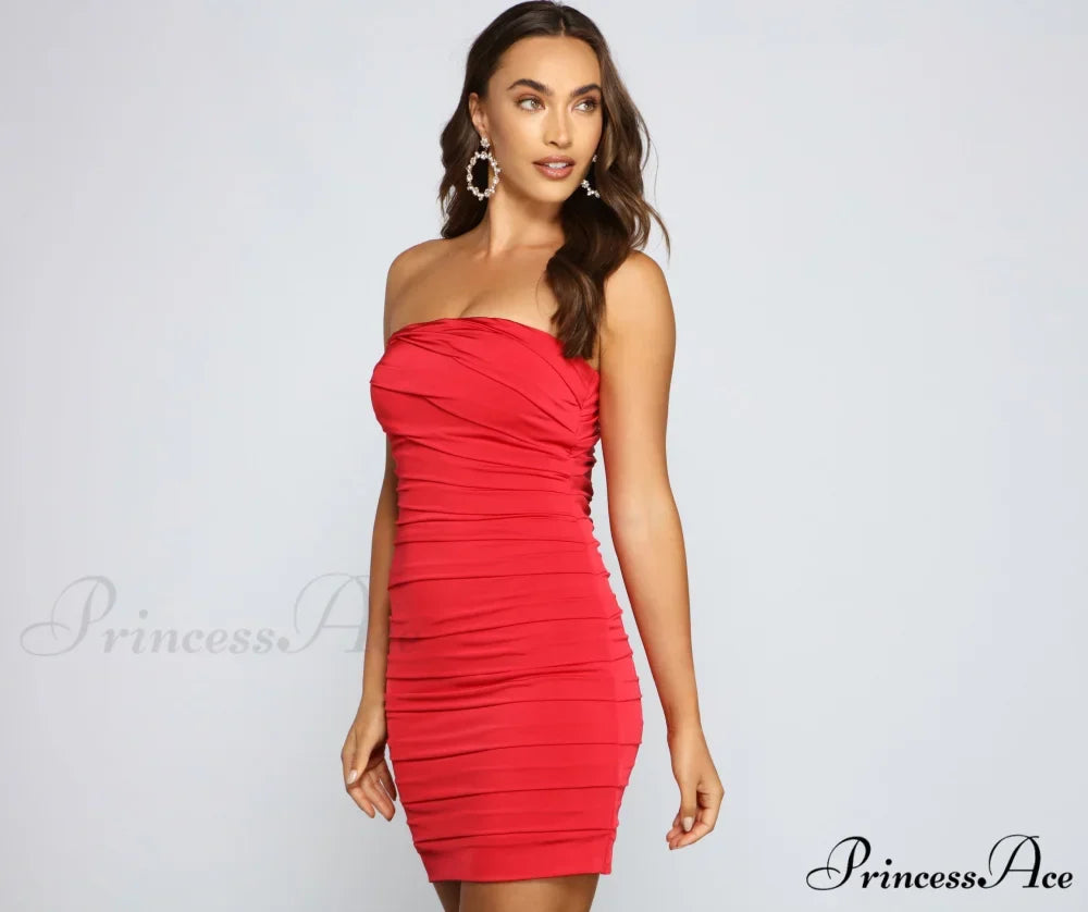 Xena Formal Stylish Pleated Bodycon