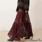 Y2K Antique Lace Transparent High Waist Skirt